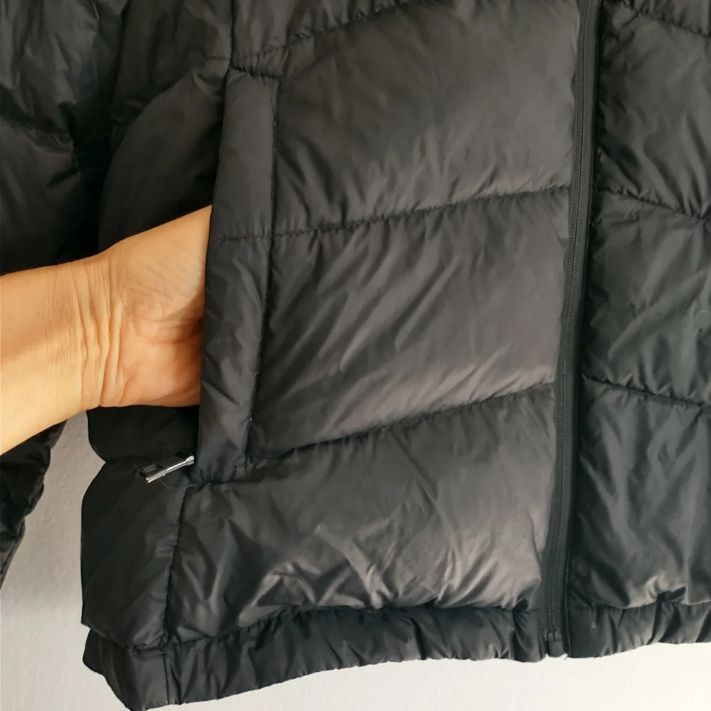 Nautica Puffer Jacket Mens M Black Outdoors Full Zip Quilted Hooded*READ